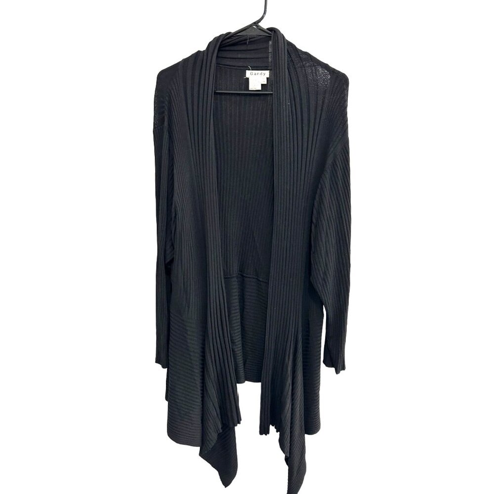 Gardy Black Ribbed Open Front Cardigan Sweater Womens XL